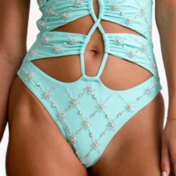 Palmer Luxe Crystal Embroidered Swimsuit - Picture 3 of 6